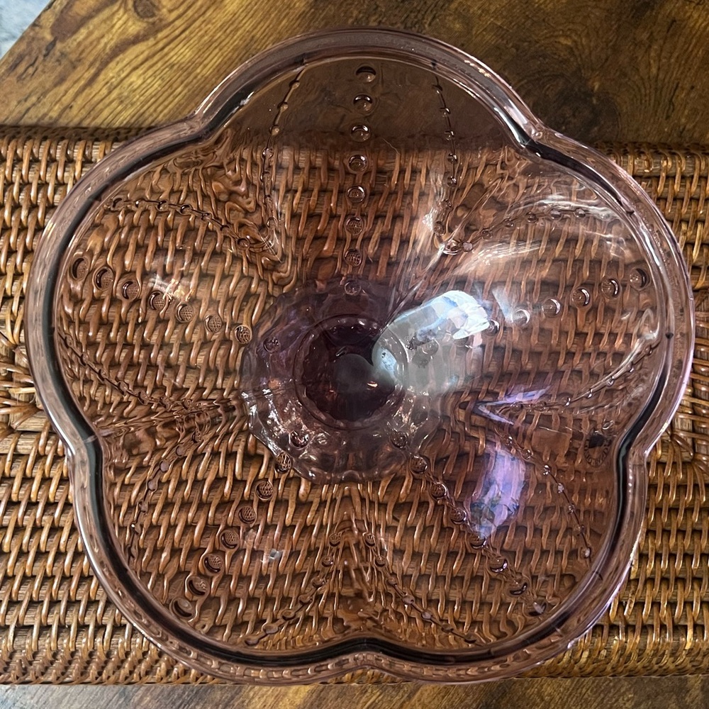 Vintage IKEA Amethyst Purple Art Glass Pedestal Candy Dish Bowl